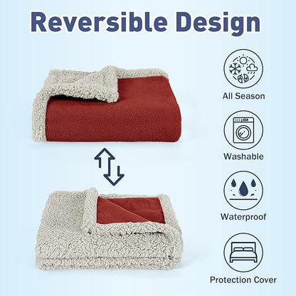 Kritter Planet Waterproof Bed Blanket for Couples, Washable Stain Proof Pad Bed Cover, Reversible Leakproof Protector, Liquid Pee Proof Blanket for Couch Sofa, 80x90 inch, King Size