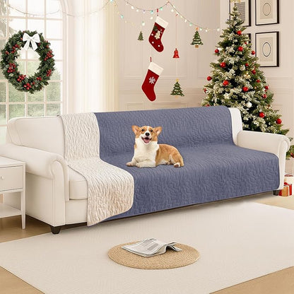 Waterproof Dog Bed Cover Pet Blanket, Soft Couch Cover for Dogs Washable, Non-Slip Dog Blanket Protect Furniture Couch Sofa Car for Puppy Large Dogs Cat (82x102 Inch, Grey Blue)