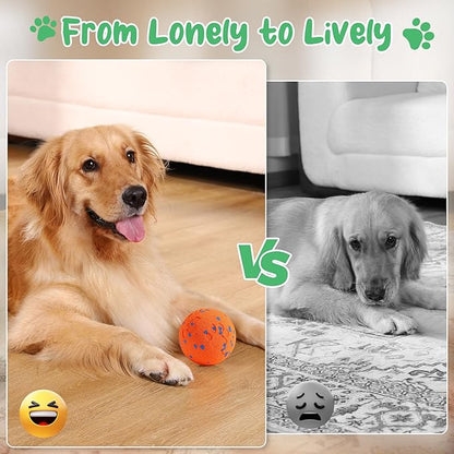 Smart Interactive Dog Toys,Vibrating Dog Ball,Electric Dog Chew Toys for Medium and Large Dogs,Chew-Proof Shell,Automatic Moving/Bouncing/Rotating, E-TPU Material,Ip68 Waterproof