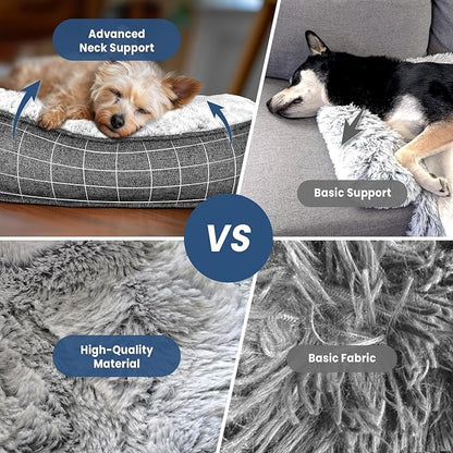 Calming Extra Large Dog Bed for Couch, 45 x 37 inch Removable Couch Cover for Dogs Washable, Non-Slip Fluffy Plush Dog Sofa Mat for Furniture Protector - Grey