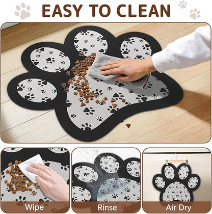 Dog Food Mat for Bowls, Absorbent Quick Dry Dog Cat Mats for Food and Water, Non-Slip Backing Pet Mat Pet Supplies - Black 15.74 inch