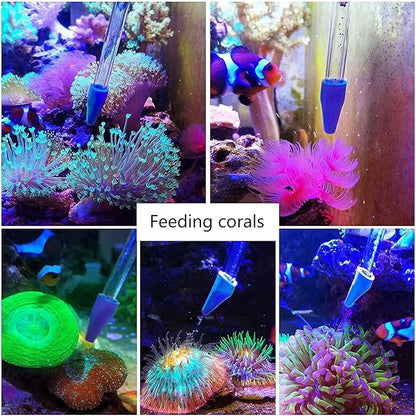 Aquarium Choice Coral Feeder Long Syringe, 2 Units, SPS HPS Marine Reef Coral Feeder Tool, 2 Tweezers for Coral Frag, Fish Excreta Cleaner