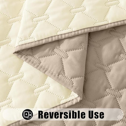 Smiry Waterproof Dog Bed Cover Blanket, Soft Reversible Pet Blanket, Washable Leakproof Cats Dogs Couch Cover for Sofa, Couch, Furniture (82x82 Inch, Taupe/Beige)