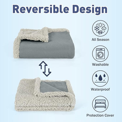 Kritter Planet Waterproof Dog Blanket, Reversible Water Proof Pet Blanket for Couch, Bed & Car, Washable Couch Covers for Medium Dogs - Protects Furniture from Fur, Dirt, and Accidents