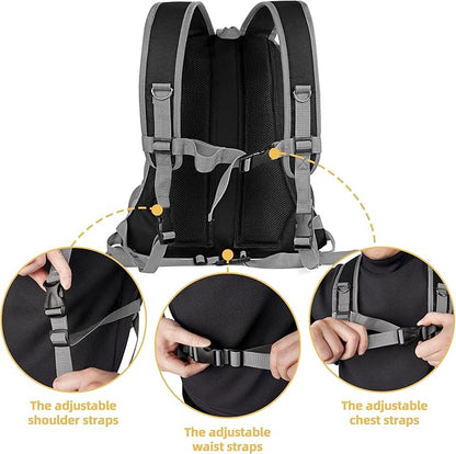 WOYYHO Pet Dog Carrier Backpack Small Dog Front Backpack Ventilated Dog Carrier Back Pack with Storage Pockets, Adjustable Straps & Safety Belt for Travel Hiking Outdoor (Size L: 10-14 lbs, Gray)