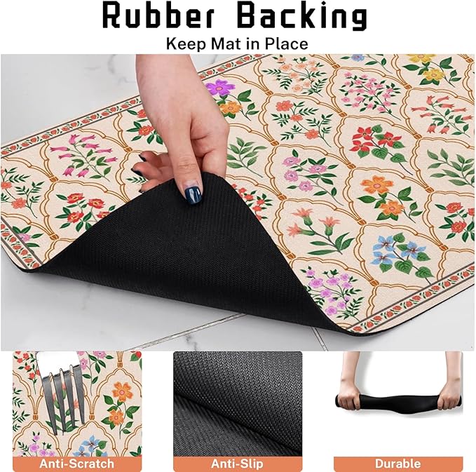 Absorbent Pet Dog Bowl Mat for Food and Water, Pet Cat Food Feeding Mat with Non Slip Rubber Backing, Dog Food Mats for Floors Waterproof, 12"x20"