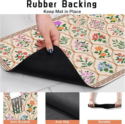 Absorbent Pet Dog Bowl Mat for Food and Water, Pet Cat Food Feeding Mat with Non Slip Rubber Backing, Dog Food Mats for Floors Waterproof, 12"x20"