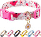 Cotton Dogs Collar Light Pink Flower Patterns for Boys and Girls Cute Dog Collars Summer Fall Gift Adjustable for Medium to X-Large Breed Dogs (L)