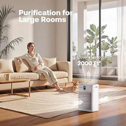 T554 Air Purifier for Home Up to 2000 Ft² in 1 Hr with Washable Pre-Filter, Air Purifier for Home Pets with PM 2.5 Air Quality Display, Sleep Mode for Allergies, Dust, Smoke, White