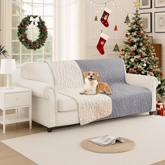 Waterproof Dog Bed Cover, Non-Slip Dog Blanket for Couch, Couch Covers for Dogs Washable, Pet Blanket for Furniture, Pet Bed Mat for Sofa, Car, Pet Supplies (52x82 Inch, Light Grey)