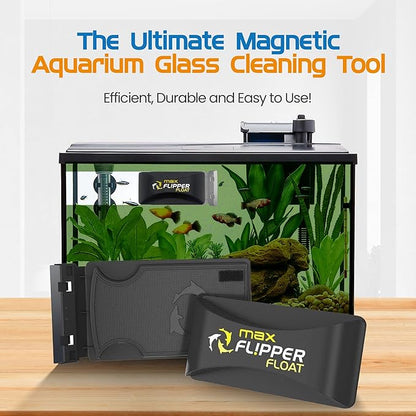 FLIPPER Max Magnetic Aquarium Cleaner – 2-in-1 Flip Scrubber and Scraper, Floating Design for Cleaning Hard-to-Reach Algae and Debris on Glass and Acrylic Tanks up to 3/4" (19mm)