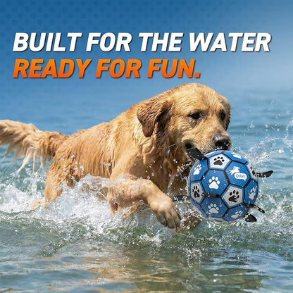 QDAN Dog Ropes Toys, Soccer Ball with Straps, Puppy Birthday Gifts, Durable Balls for Medium Large Dogs-Blue&Grey（8 Inch）