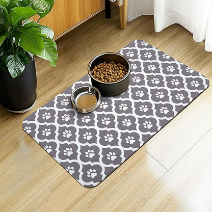 Dog Food Mat 12X20 Inch Pet Feeding Absorbent Mats for Floor Cat Water Bowl Placemats Non-Slip Washable Dog Mat for Food and Water