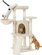 Yaheetech Cat Tree, 42in Play Tower for Indoor Cats, Kitten House with Large Perch & Scratching Posts & Cozy Condo & Scratching Ramp, Cat Furniture Activity Center, Beige