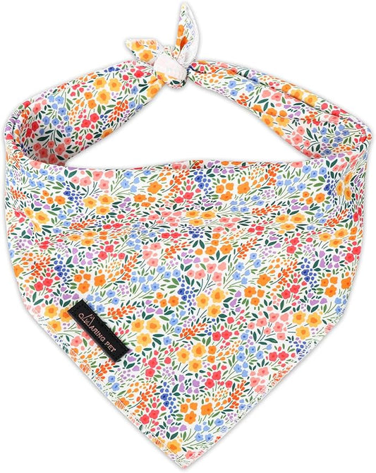 ARING PET Girl Dog Bandana, Spring Summer Daisy Floral Pet Bandana Scarf Triangle Bibs for Puppy Small Medium Large Dogs-S