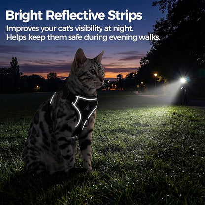 Cat Harness and Leash Set Escape Proof Tactical Extra Large Kitten Harness Emotional Support Cat Vest, Black, XL