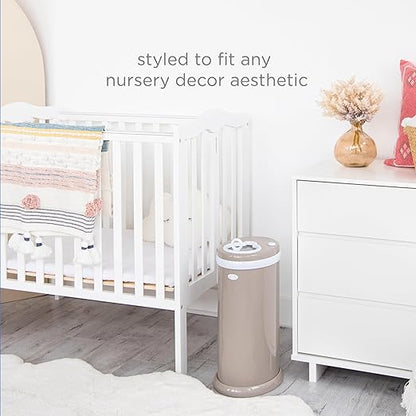 Ubbi Stainless Steel Diaper Pail, Odor Locking, No Special Bag Required, Award-Winning, Registry Must-Have, Taupe