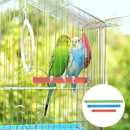 3 Pcs Wood Bird Cage Perch Parrot Perch Stand, Wood Perches Toy Platform Paw Grinding Stick Bird Perches Covers Cage Accessories for Small Medium Birds Like Parakeet Budgies Lovebird Canary (Colorful)
