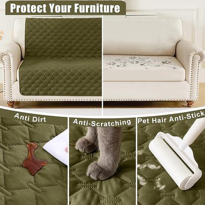 Smiry Waterproof Dog Bed Cover Blanket, Soft Reversible Pet Blanket, Washable Leakproof Cats Dogs Couch Cover for Sofa, Couch, Furniture (30x53 Inch, Green/Navy)