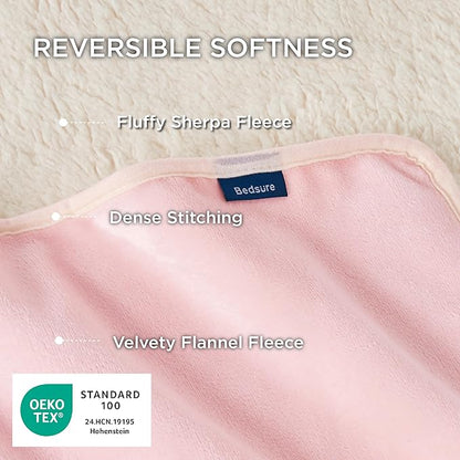 Bedsure Cat Blanket for Indoor Cats - Waterproof Calming Cat Blankets for Couch Protection, Sherpa Fleece Pet Blanket, Soft Plush Reversible Throw Furniture Protector, 40"x30", Pink