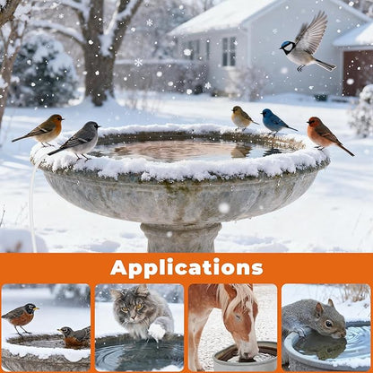 Bird Bath Heater | Pond De-icer, Safety Thermostatically Controlled with Auto Shut-Off, Cast Aluminum Submersible Outdoor Water Heater for Birdbaths, Chicken and Small Animals, 3.6ft Power Cord, 70W