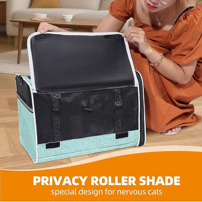 Top Loading Medium Pet Carrier with Privacy Window for Anxiety Cat, Soft-Sided Small Kitten Travel Crate Vet Friendly, Little Dog Bunny Kennel Carry Bag Suitcase, 18x11x11 Teal