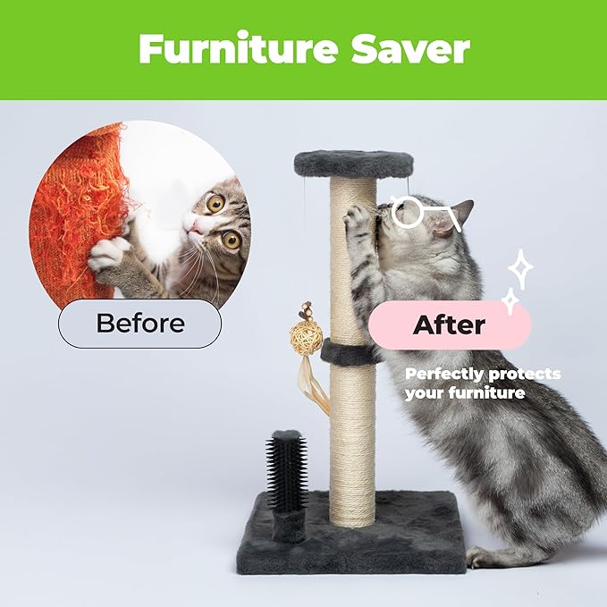 Best Pet Supplies Catify Cat Scratcher, Fun Interactive Scratchers, Posts, Poles, Claw Safe, Furniture Saver Indoor Play Support Natural Cat Behaviors Heavy Duty - Gray, Large