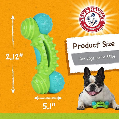 Arm & Hammer Nubbies Duality Bone, A Dental Chew Toy for Dogs - Nubby Pet Toy Cleans Teeth to Reduce Plaque & Tartar with Baking Soda, Green Apple Flavor Dog Bone for Moderate Chewers