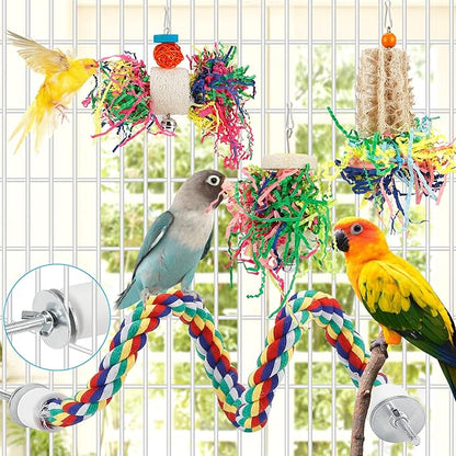 Foraging Toys Parakeet Chewing Hanging Toy Shredded Paper Bird Cage Accessories for Conure Cockatiel Budgies Lovebird Parrotlet