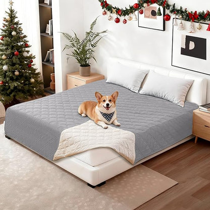 Waterproof Dog Blanket, Non-Slip Soft Pet Bed Cover, Couch Cover for Dogs Washable, Protects Sofa, Furniture, Crate, Car, Tear Resistant Leakproof Pet Blanket (40x50 Inch, Light Grey)