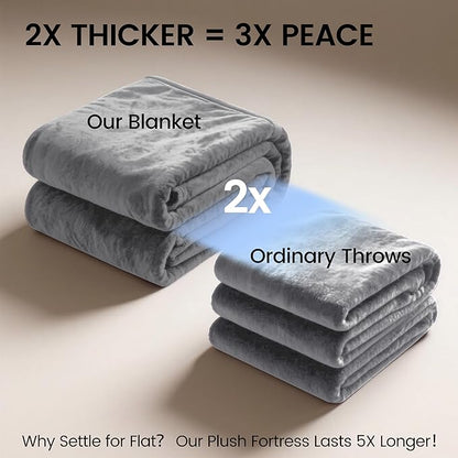gogobunny Waterproof Bed Blanket, Reversible Sherpa Fleece Throw Blanket for Dog Puppy Cat, Furniture Cover Protects Bed Couch Sofa from Liquid Pee and Pet Fur (Grey, 90x90 inches)