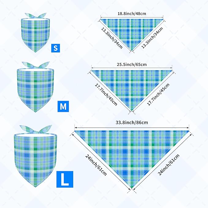 30 Pcs Plaid Dog Bandanas for Small Dogs Stitch Dog Bandana Bulk Reversible Print One Side Polyester Puppy Scarves Party Grooming S