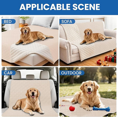 Waterproof Dog Bed Cover Pet Blanket, Soft Couch Cover for Dogs Washable, Non-Slip Dog Blanket Protect Furniture Couch Sofa Car for Puppy Large Dogs Cat (40x50 Inch, Beige)