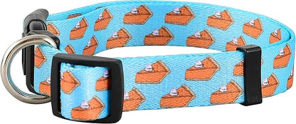 Native Pup Thanksgiving Dog Collar- Fall Collars for Dogs- Autumn Leaf, Turkey, Pumpkin Pie, Holiday Leaves- Girl Boy Puppy- Adjustable for Small, Medium, Large Breeds (Pumpkin Pie, Medium)