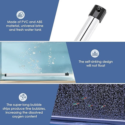 hygger Aquarium Bubble Strip, Nano Air Bubble Curtain Wall Aquarium, Quiet High Dissolved Oxygen Diffuser Fish Tank Bubbler Decorations Self-Sinking for Freshwater Saltwater (16.9 Inch)