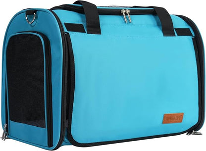 TWDEPART Cat Carrier Backpack - Multifunctional, Firm & Foldable with Roll-Up Shade, Breathable Design Includes Collapsible Bowl and Cushion (Blue)