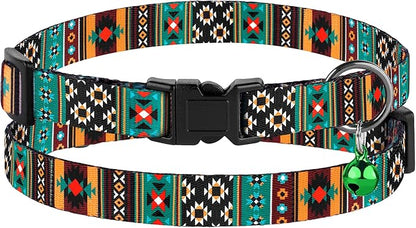 Cat Collar Breakaway 2PCS Adjustable Pattern Tribal Aztec Southwest Safety Pet Collars for Cats Kitten (Aztec + Tribal)