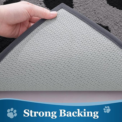 Buganda Dog Door Mat for Muddy Paws, Absorbent Dirt Trapper Washable Indoor Doormats, Non Slip Low-Profile Mud Mat for Dogs, Front Entrance Doormat for Inside Floor (40x32 Inches, Grey)