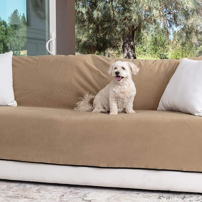 Waterproof Dog Blanket - Multipurpose Lekproof Blanket for Pets or Adults - Furniture Protector for Bed, Couch, Water Proof & Stain Resistant Easy to Clean Throw Blanket, Reversible Brown 50"x60"