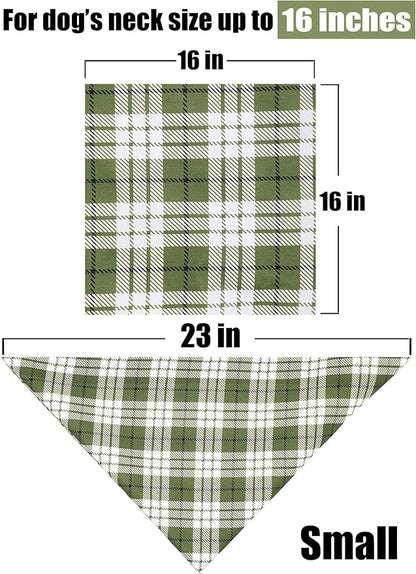 ARING PET Christmas Dog Bandanas, Green White Plaid Triangle Scarf for Puppy Small Medium Large Boy Girl Dogs-S