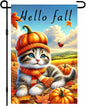 Hello Fall Garden Flag Cute Kitten Pumpkin Hat Scarf Flag 12x18 Inch Autumn Pet Decor Double Sided Outdoor Banner For Front Yard Porch Lawn Patio Seasonal Home Decor for autumn