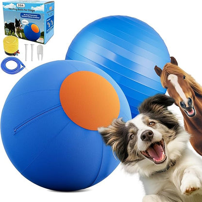 ZIDA 18" Herding Ball for Dogs and Horses - Upgraded Chew Material Dual-Layer Durable Dog Toy Agility Equipment for Australian Shepherds,Cattle,Border Collies,Small/Medieum Breeds