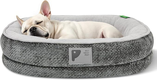 Dog Beds for Small Dogs,Orthopedic Bed with Removable Cover&Non-Slip Bottom Couch Bed with Four-Sided Bolster Grey S