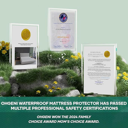 OhGeni Waterproof Mattress Protector, Full-Gray, Fitted Sheet with Stretchable Pockets, Deep Sleep Noiseless Soft. Breathable Cooling Hypoallergenic Material, Mattresses Cover for Bed