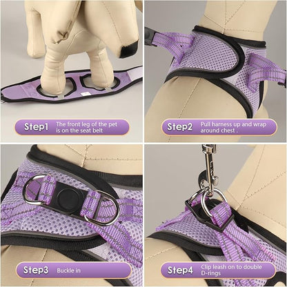 YIMEIS Dog Harness and Leash Set, No Pull Soft Mesh Pet Harness, Reflective Adjustable Puppy Vest for Small Medium Large Dogs, Cats (Taro Purple, Medium (Pack of 1)