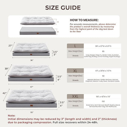 2-Pack Waterproof Dog Bed Medium Size Dogs, Plush Cushion & Orthopedic Egg-Crate Foam Mattress for Senior Dogs, Washable Dog Crate Bed with Removable Cover, Light Grey