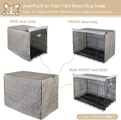 Explore Land Pattern Dog Crate Cover for 24 Inches Wire Cage, Heavy-Duty Polyester 1 2 3 Doors Standard Metal Pet Kennel Enclosure (Vintage Violet)