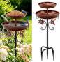 Daoeny Bird Bath for Outside, 42In Vintage Freestanding Birdbaths for Outdoors, Double Metal Bird Bath Feeder Bowls for Garden Patio Yard Lawn Decor, Upgraded 5-Pronged Base (Brown)