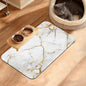 Abstract Marble Dog Food Mat,White Gold Absorbent Pet Feeding Mat for Food and Water Bowl,Quick Dry Dog Placemat Non Slip Rubber Backing Waterproof Pet Supplies 12" x 20"