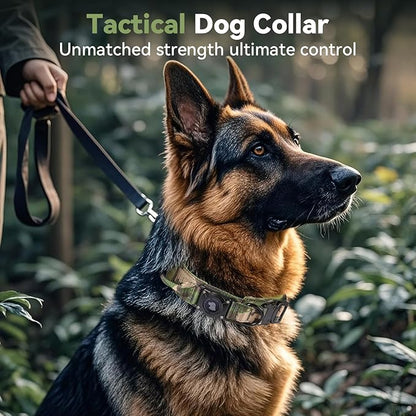 2026 Upgrade Waterproof AirTag Dog Collar, Military Tactical Dog Collar with AirTag Holder, Comfortable Control Handle and Metal Buckle, GPS Dog Collar Holder for Medium to Large Dogs (Camouflage, XL)
